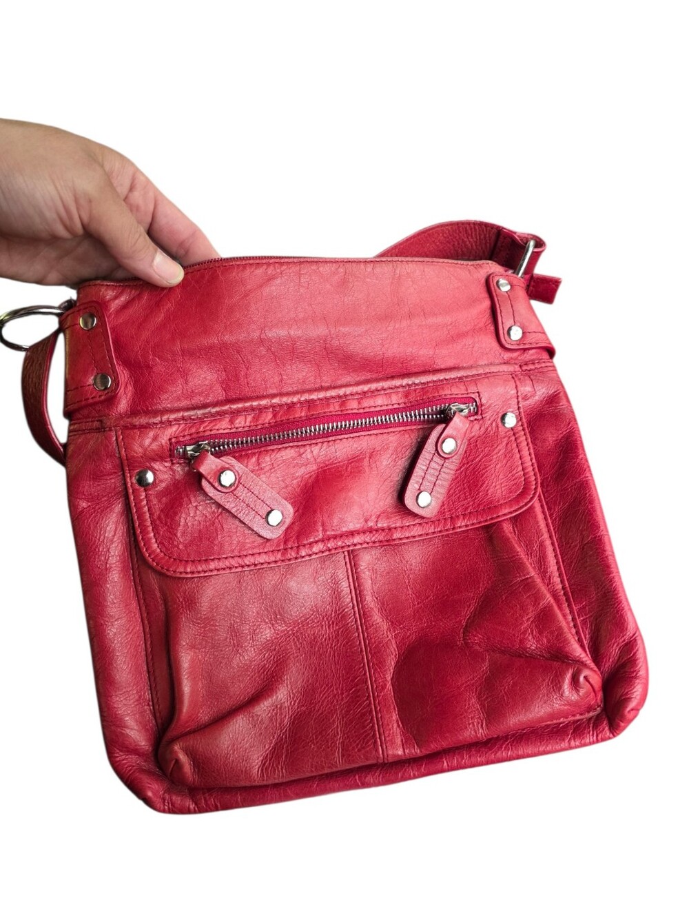 Vintage Danier Red Leather Crossbody Bag - Classic Everyday Style